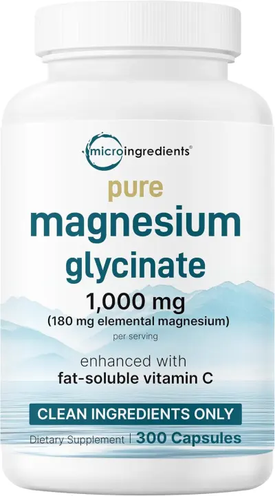 Magnesium Glycinate Capsules 1000 mg per Serving — 300 Vegetarian Caps
